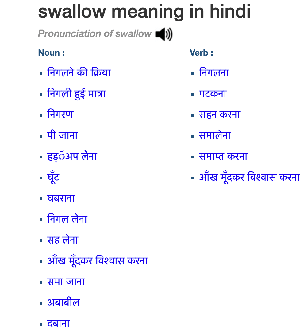 Swallowed Meaning In Hindi